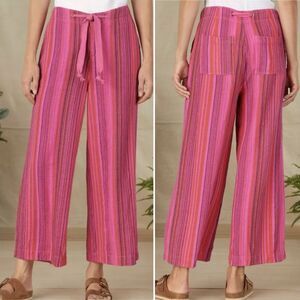 NWT Sundance Hana Stripe Pink Wide Leg Pants Size PM Medium Petite Boho Beachy